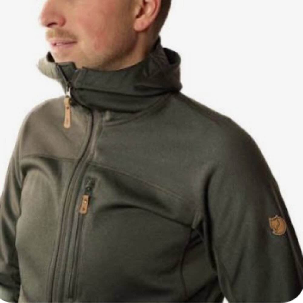 🦊 Fjällräven • Abisko Trail Fleece Hoodie • Olive Green Trekking Jacket • Size M - Picture 7 of 7